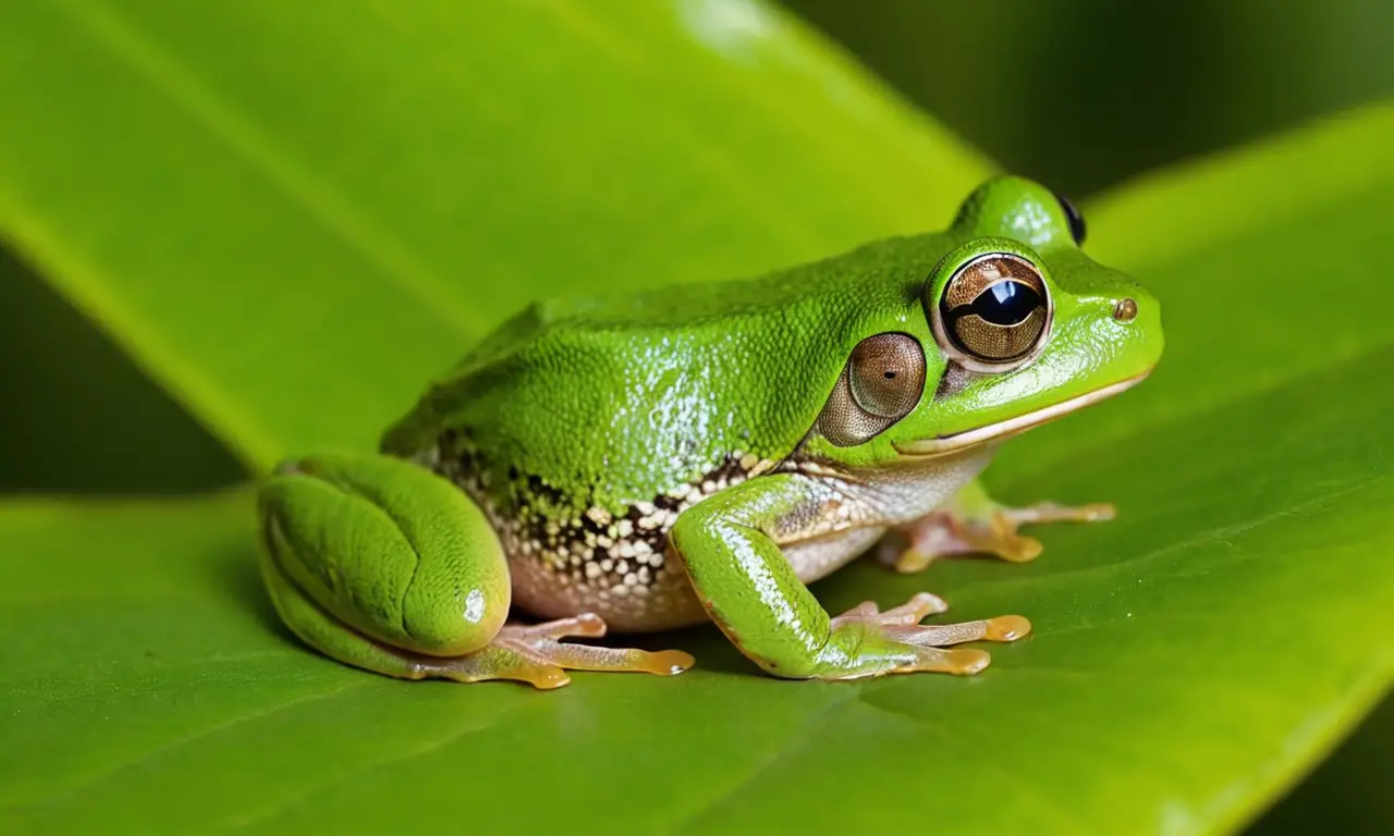 Rana verde con ojos grandes y detalles