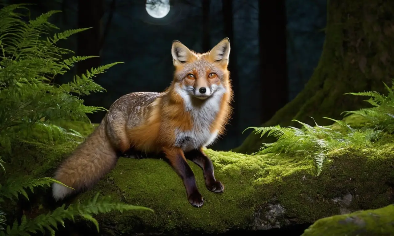 Un zorro elegante en un paisaje nocturno