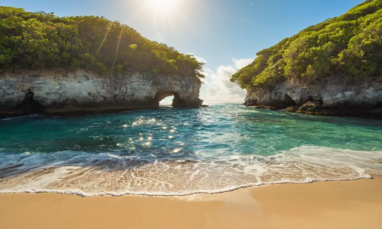 Océano vibrante con vida marina y paisajes