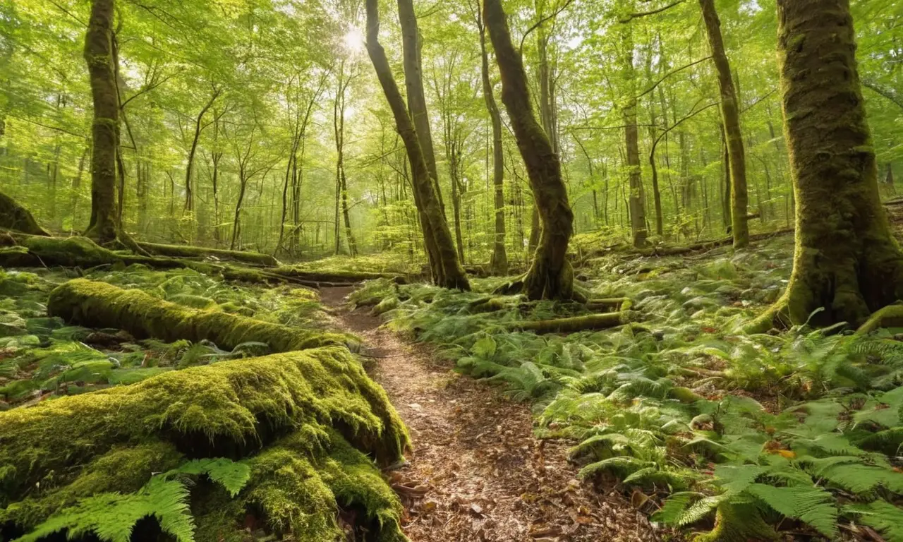 Bosque denso con vida silvestre y luz