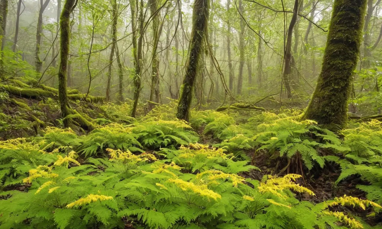Bosque denso y vibrante, lleno de vida