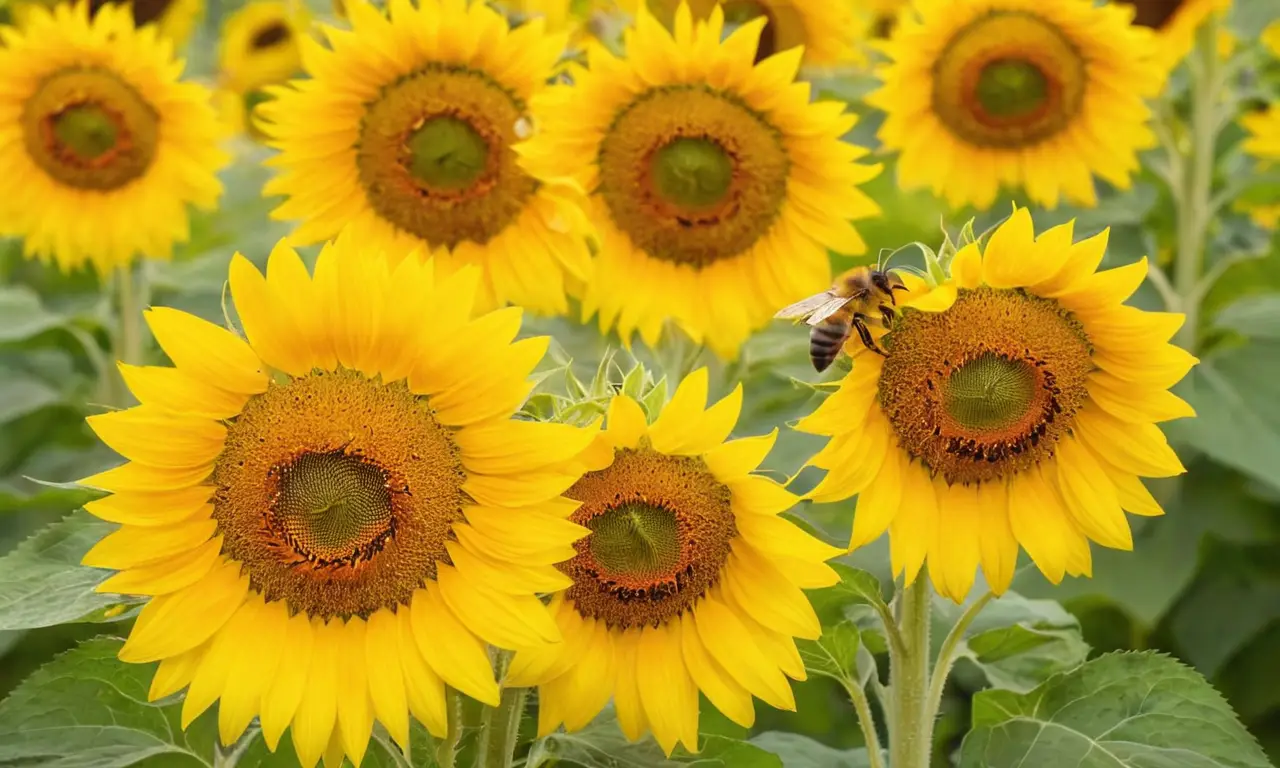 Girasoles vibrantes bajo un cielo azul