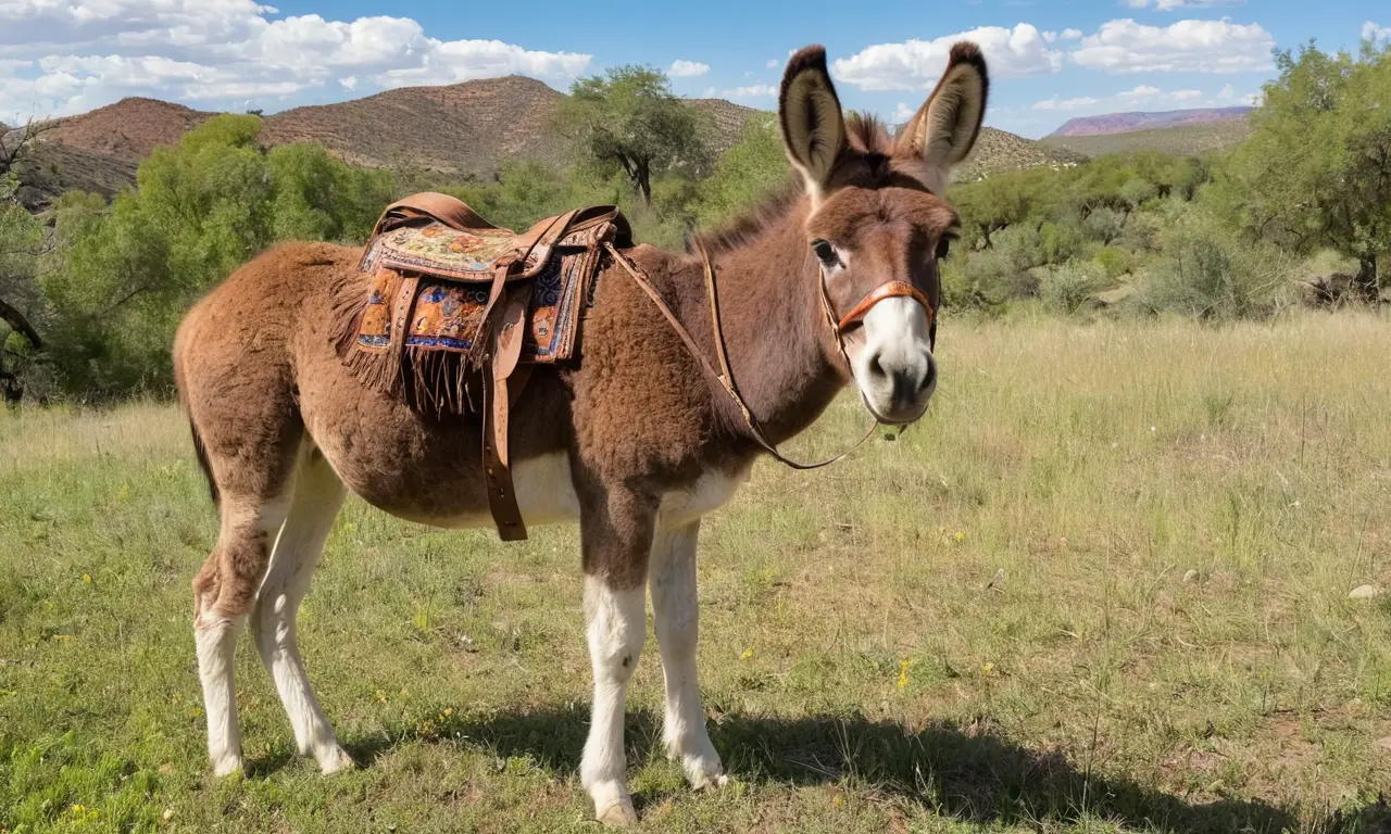 Burro robusto en un paisaje rural tranquilo