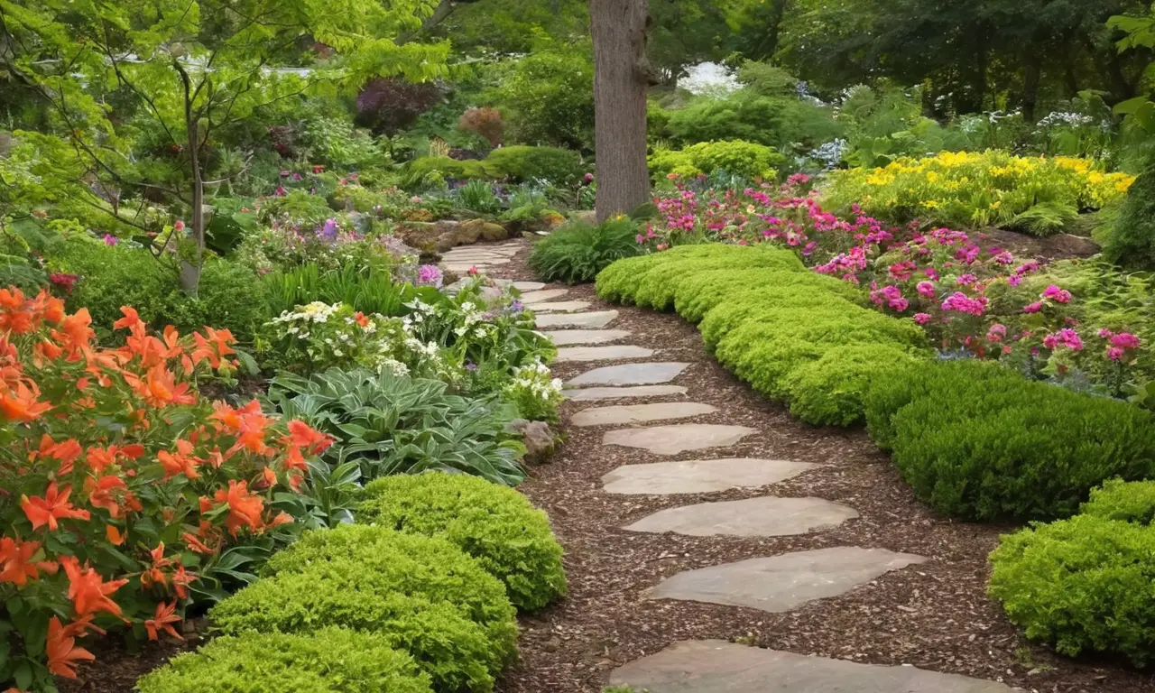 Jardín vibrante y sereno con vida