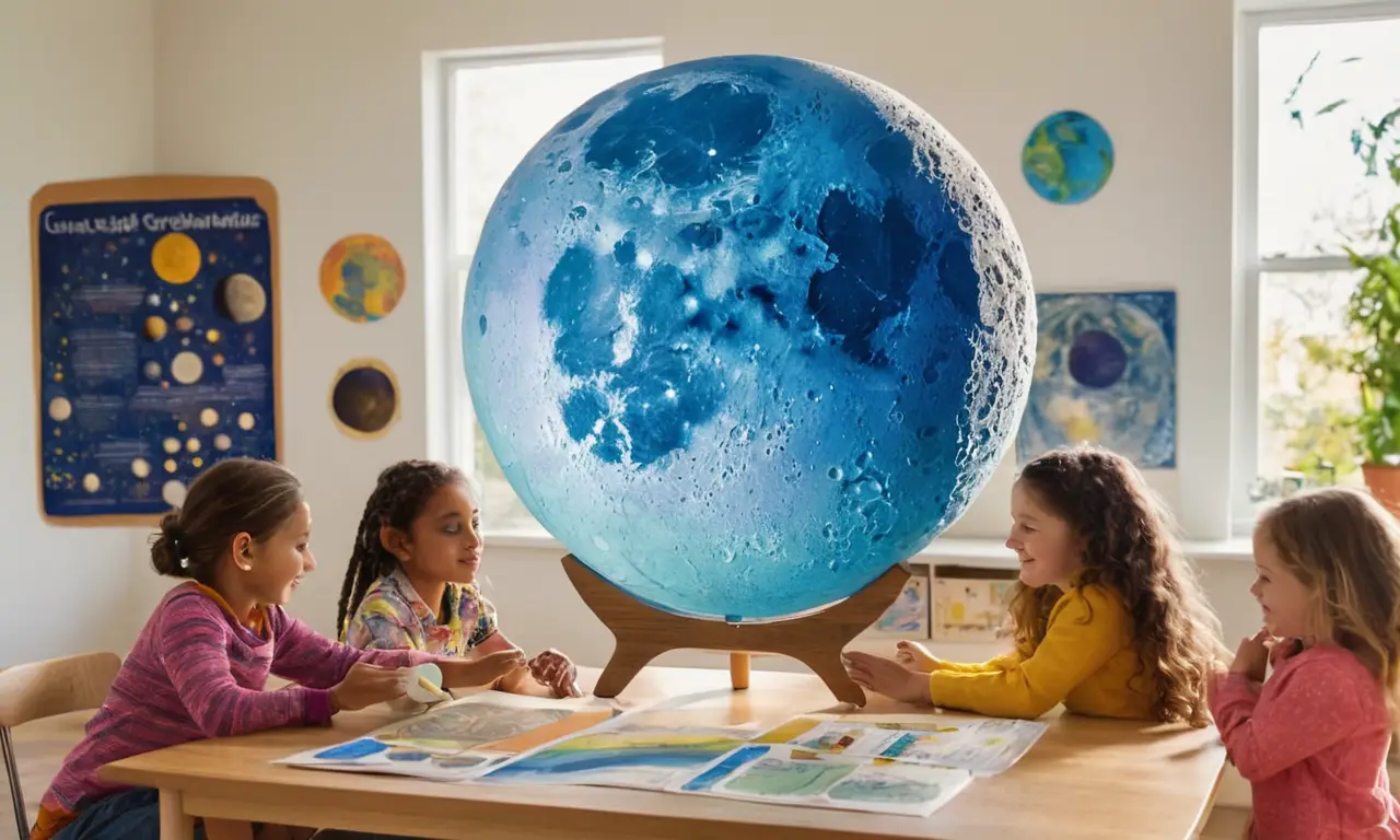 Niños exploran modelos de fases lunares