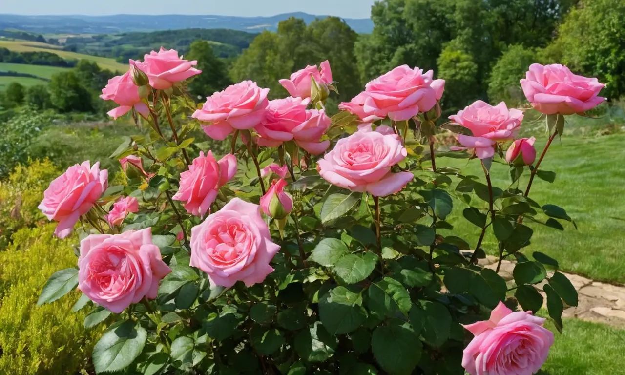 Rosas vibrantes bajo un cielo azul