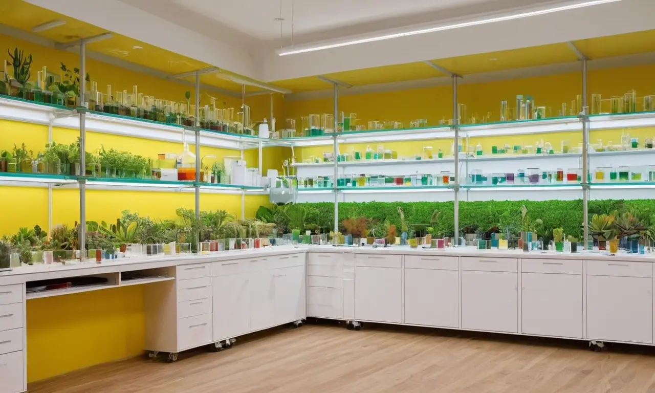 Laboratorio biológico vibrante y organizado
