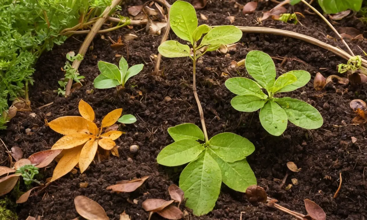 Jardín vibrante con suelo rico y vida