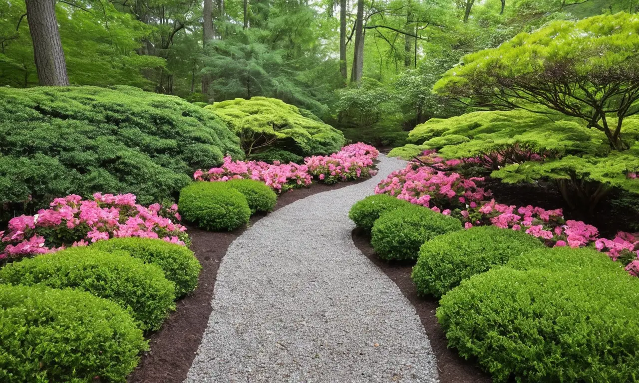 Jardín vibrante y armonioso con plantas cuidadas