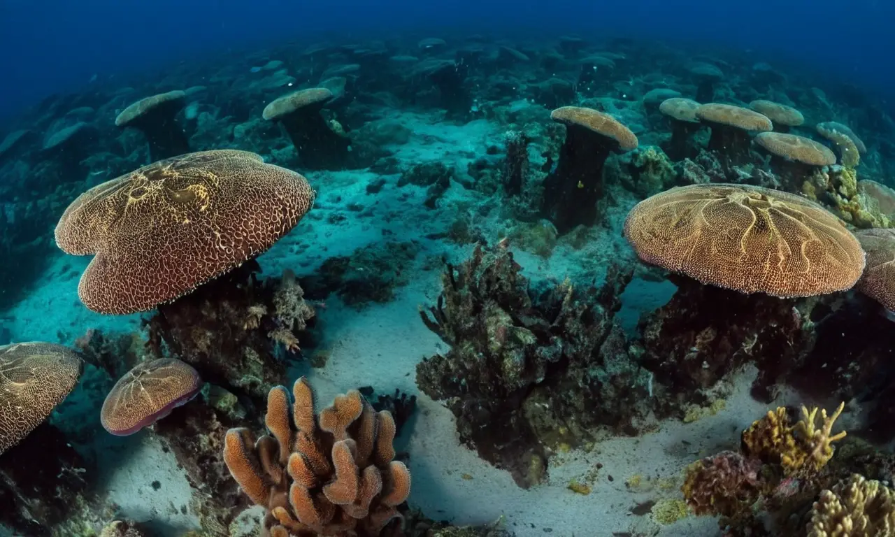 Paisaje marino profundo y misterioso, lleno de vida