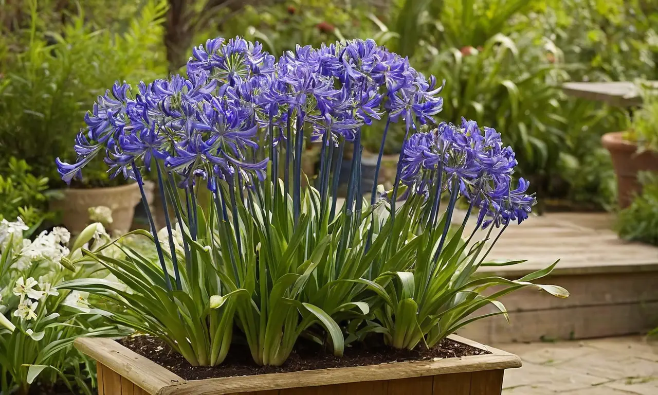 Jardín vibrante con flores y luz natural