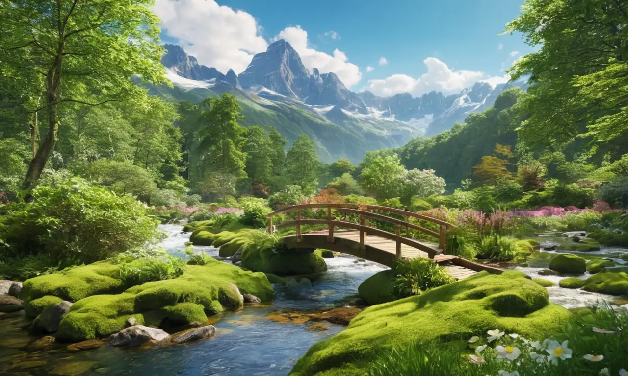 Un paisaje natural vibrante con personas y sostenibilidad