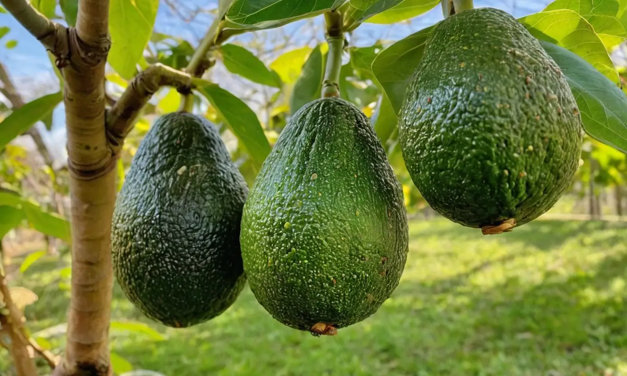 Árbol de aguacate con frutos saludables