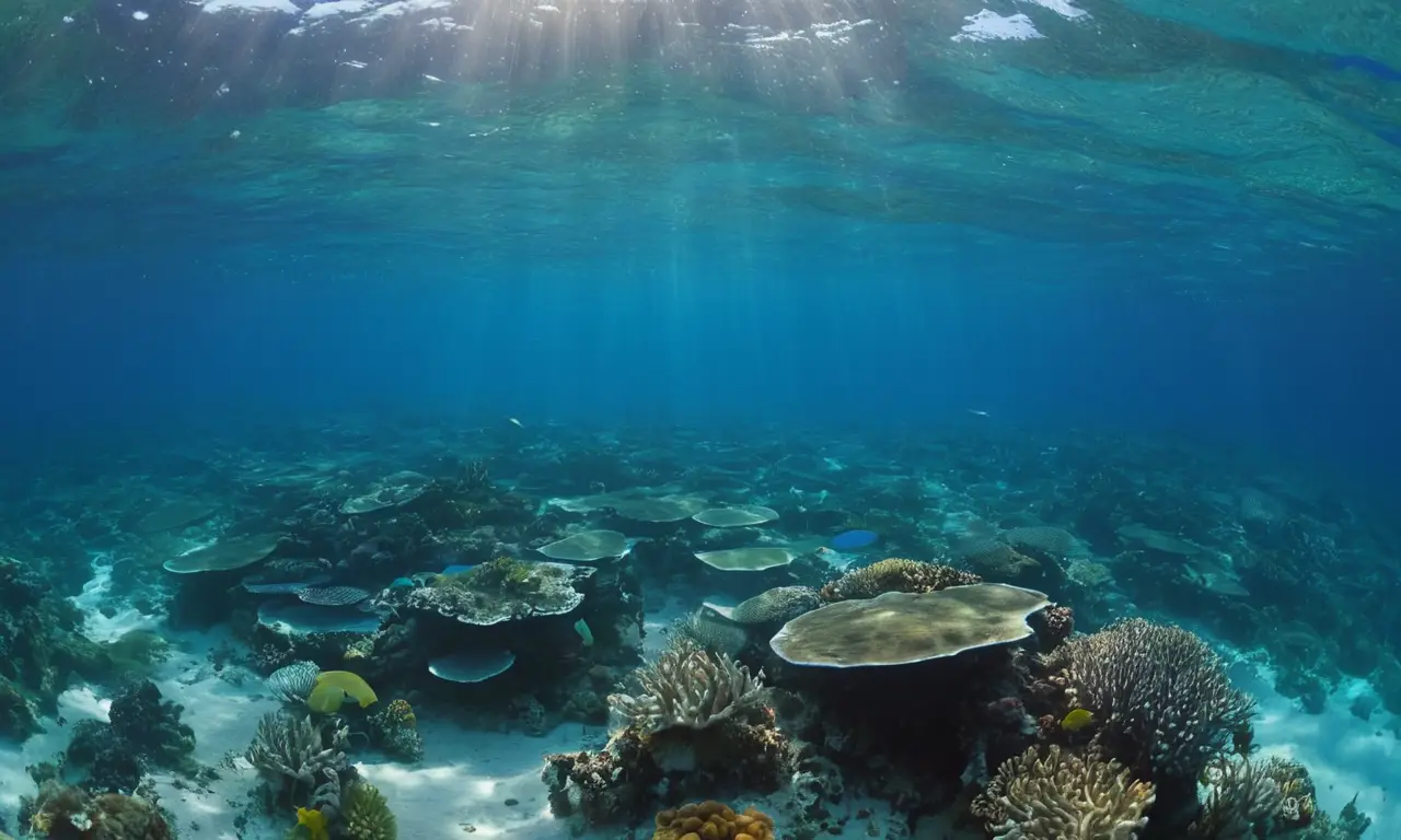 Mar profundo con corales y vida vibrante