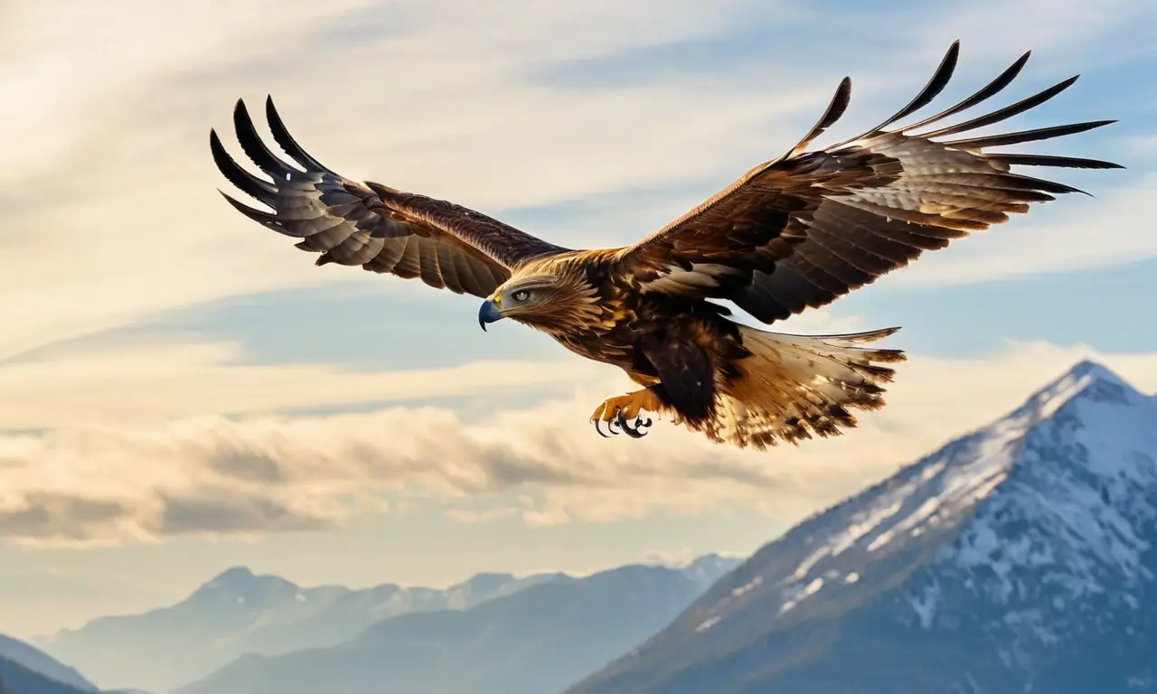 Águila real dorada vuela majestuosamente en el cielo