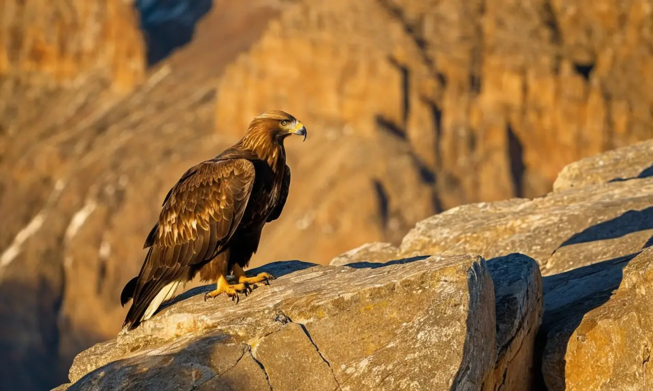 Águila real majestuosa observa desde el acantilado