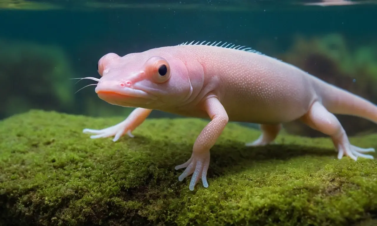 Axolotl vibrante y elegante en su entorno