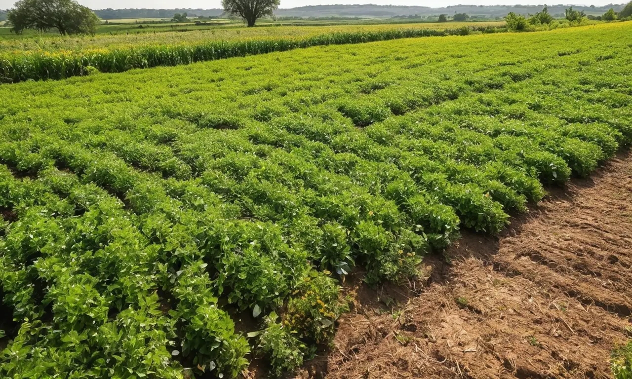Campos verdes con cultivos y vida vibrante