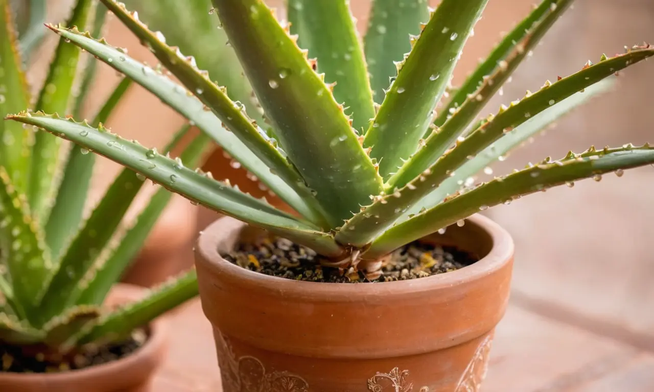Planta de Aloe vera cuidada con detalles