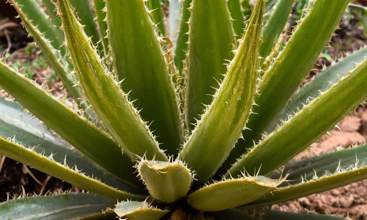 Aloe vera marchita en tierra seca