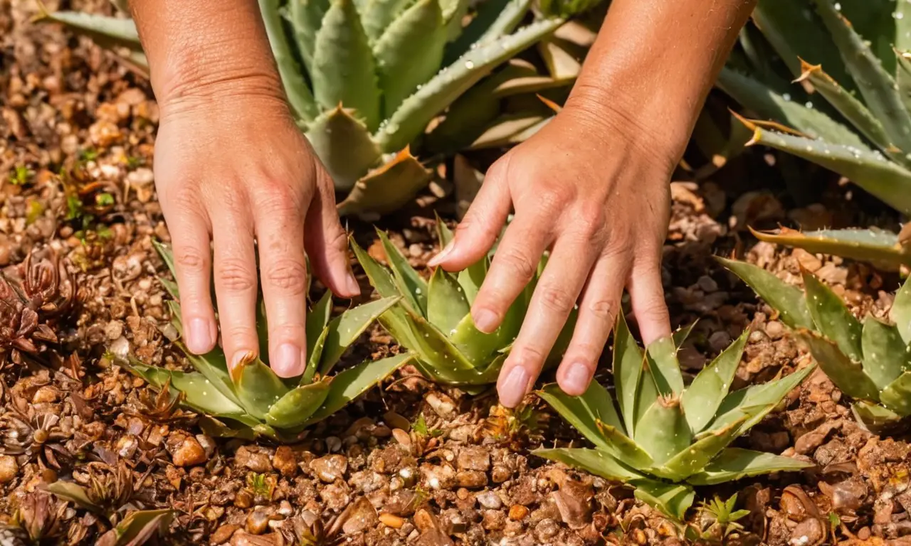 Un jardín soleado con aloe vera vibrante