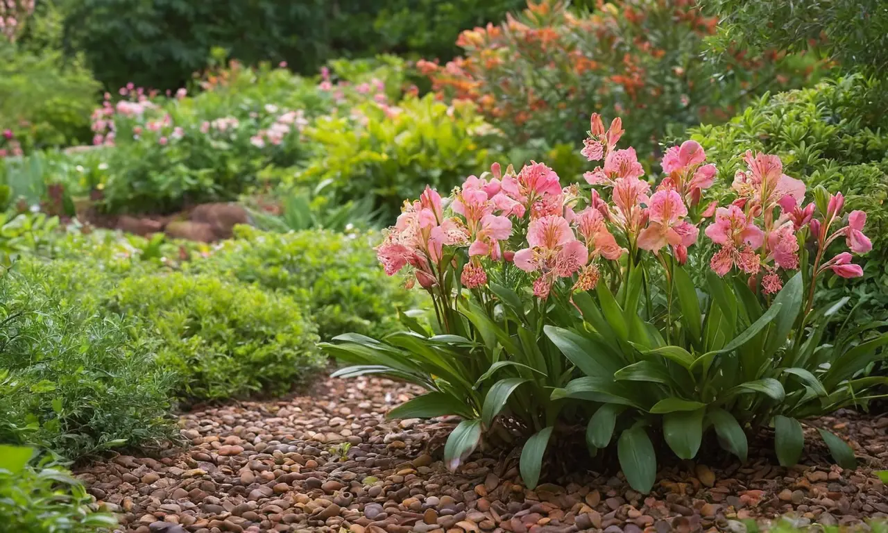 Flores Alstroemeria brillantes en un jardín sereno