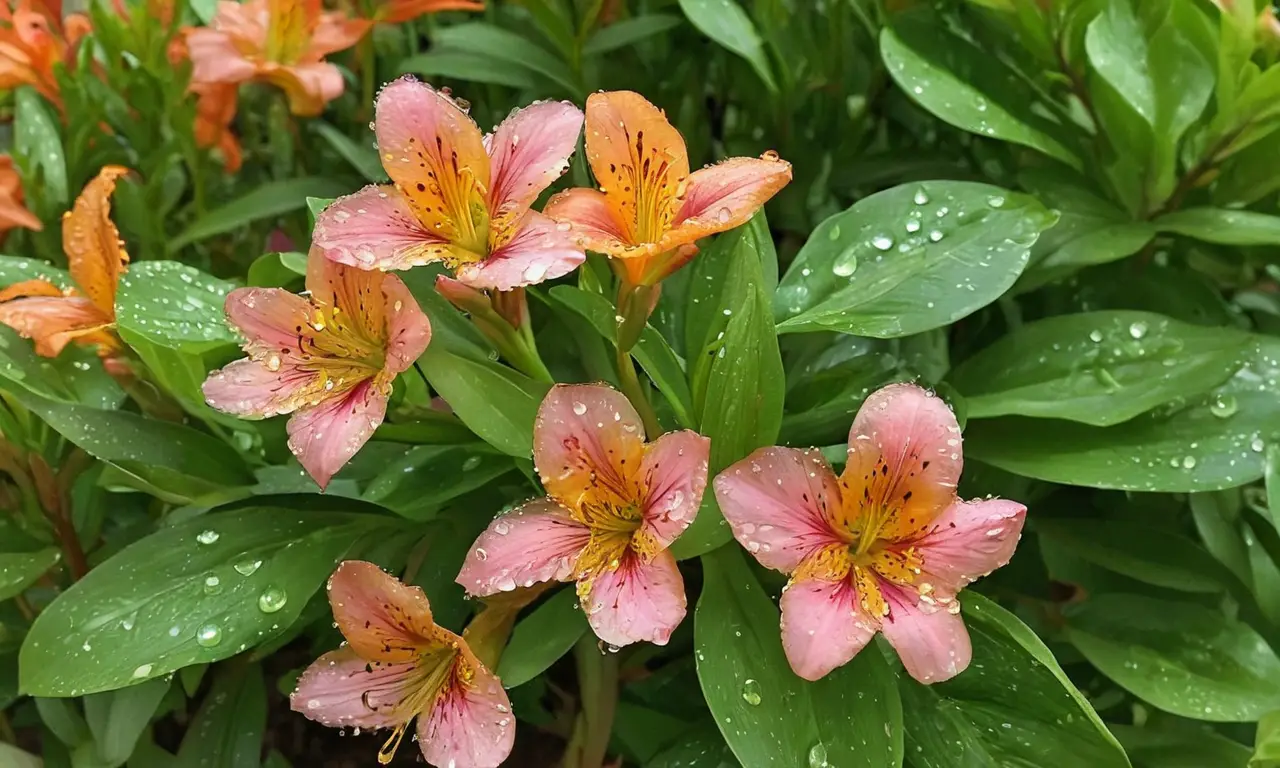 Jardín vibrante con flores y luz suave