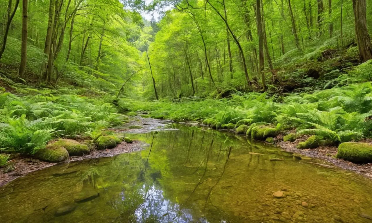 Paisaje verde armonioso con vida diversa