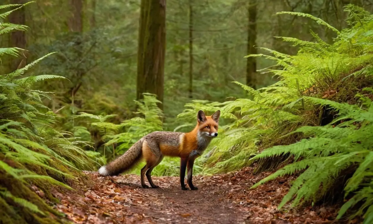 Escena forestal con animales en tensión