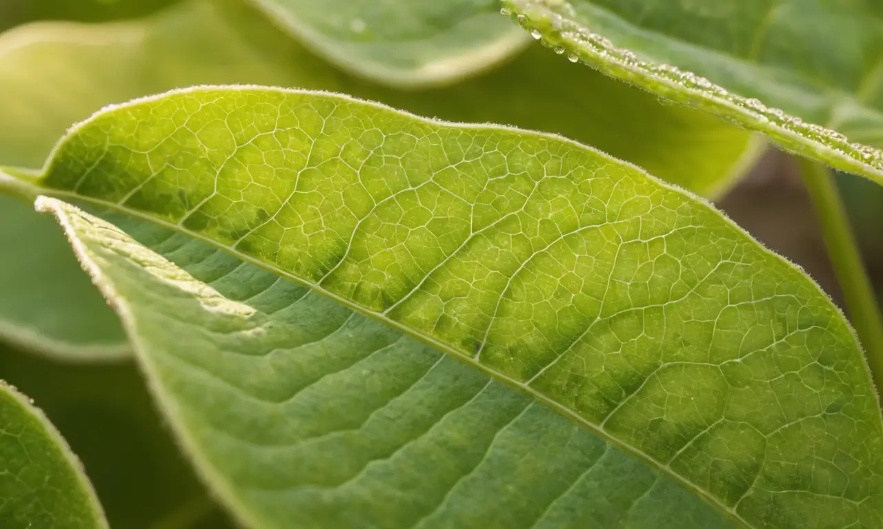 Escena vegetal con amiloplastos iluminados