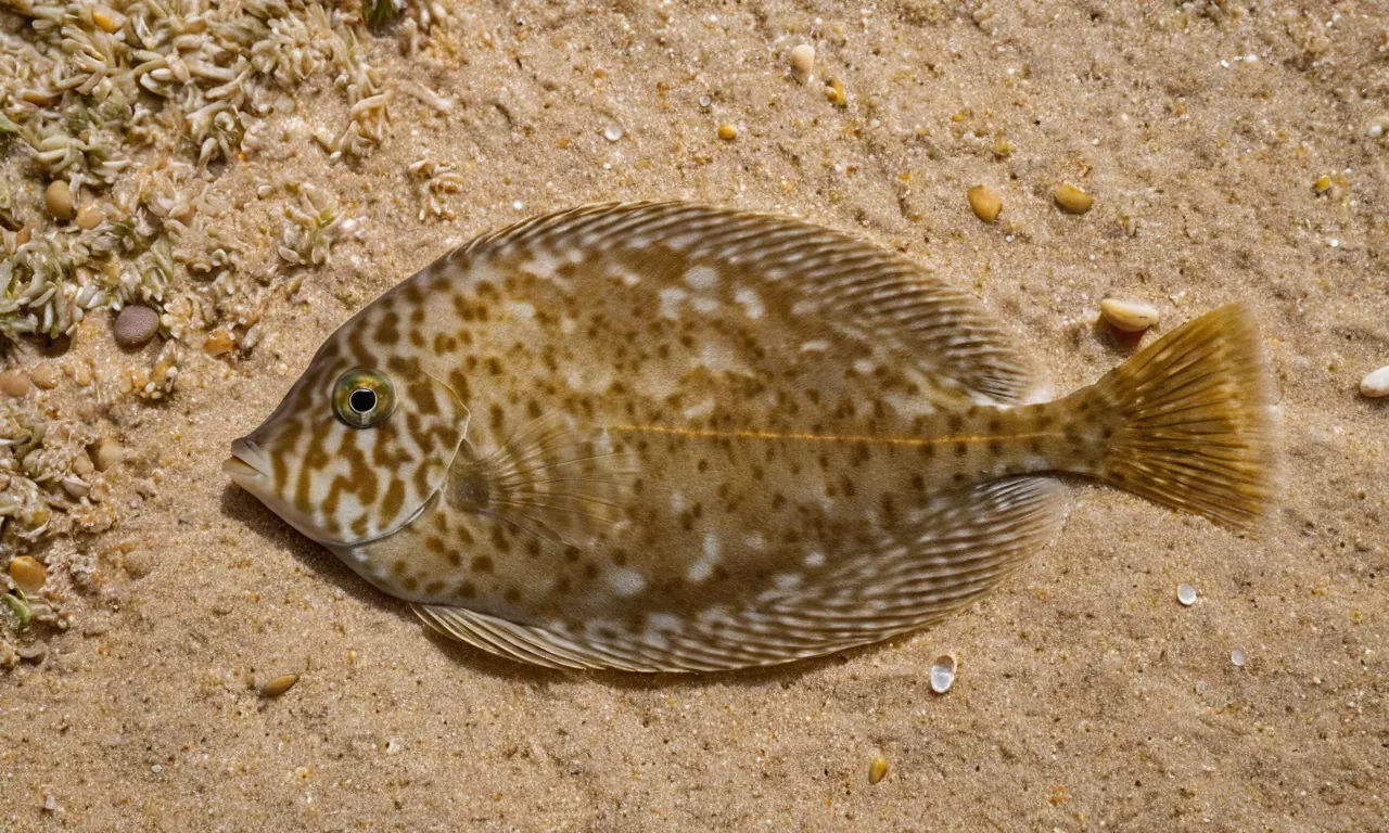 Un lenguado descansa en un fondo marino
