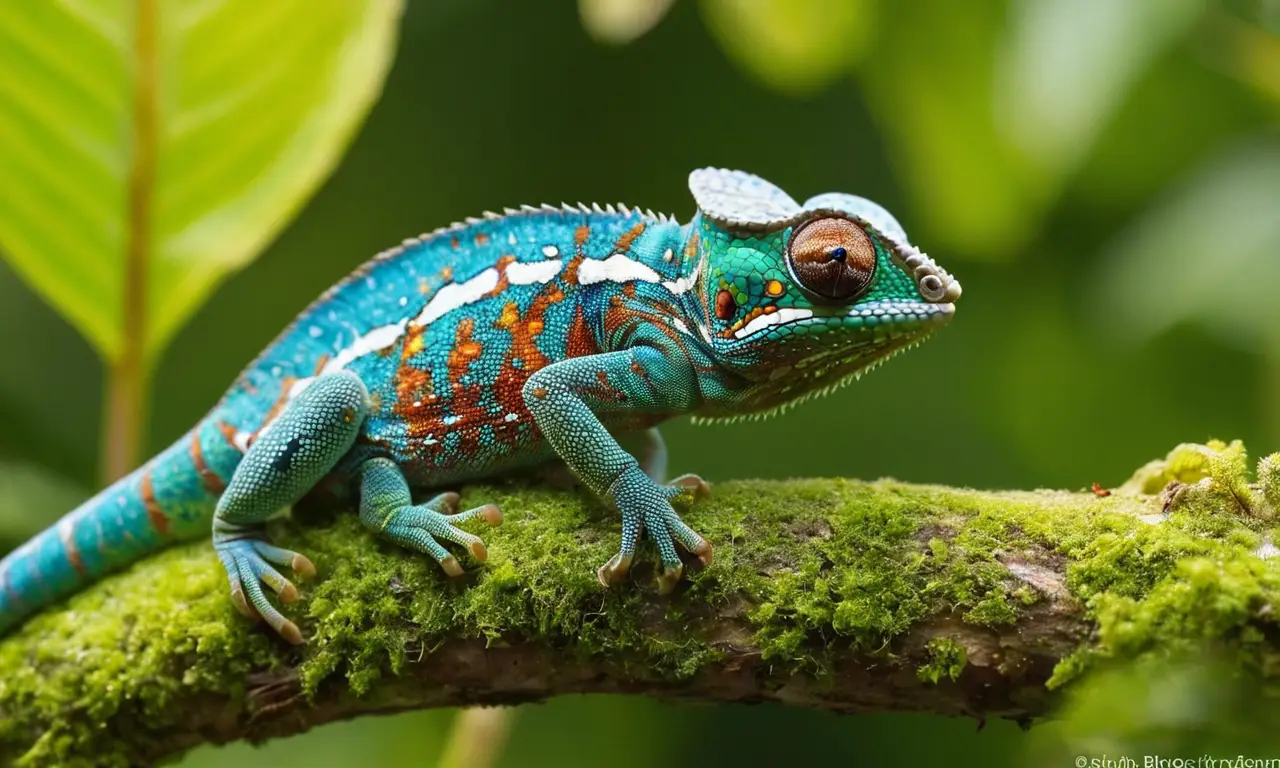 Camaleón vibrante en armonía con la naturaleza