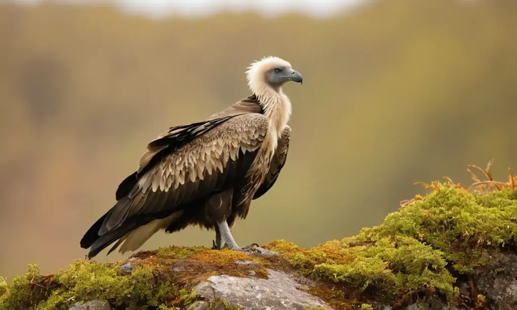 Buitre observa un paisaje con calma