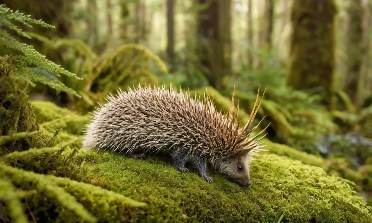 Selva vibrante con criaturas espinosas curiosas