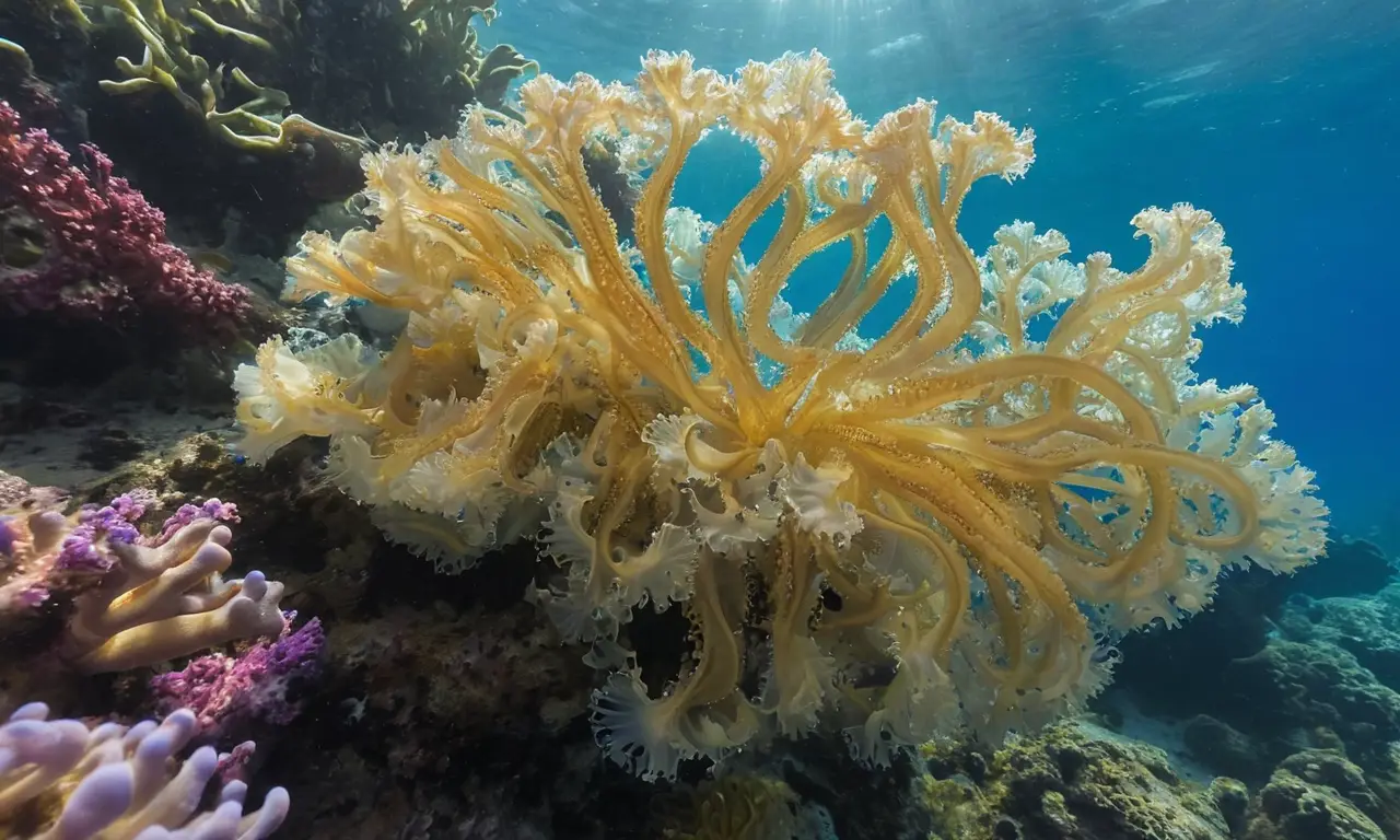Medusas de colores brillantes en movimiento