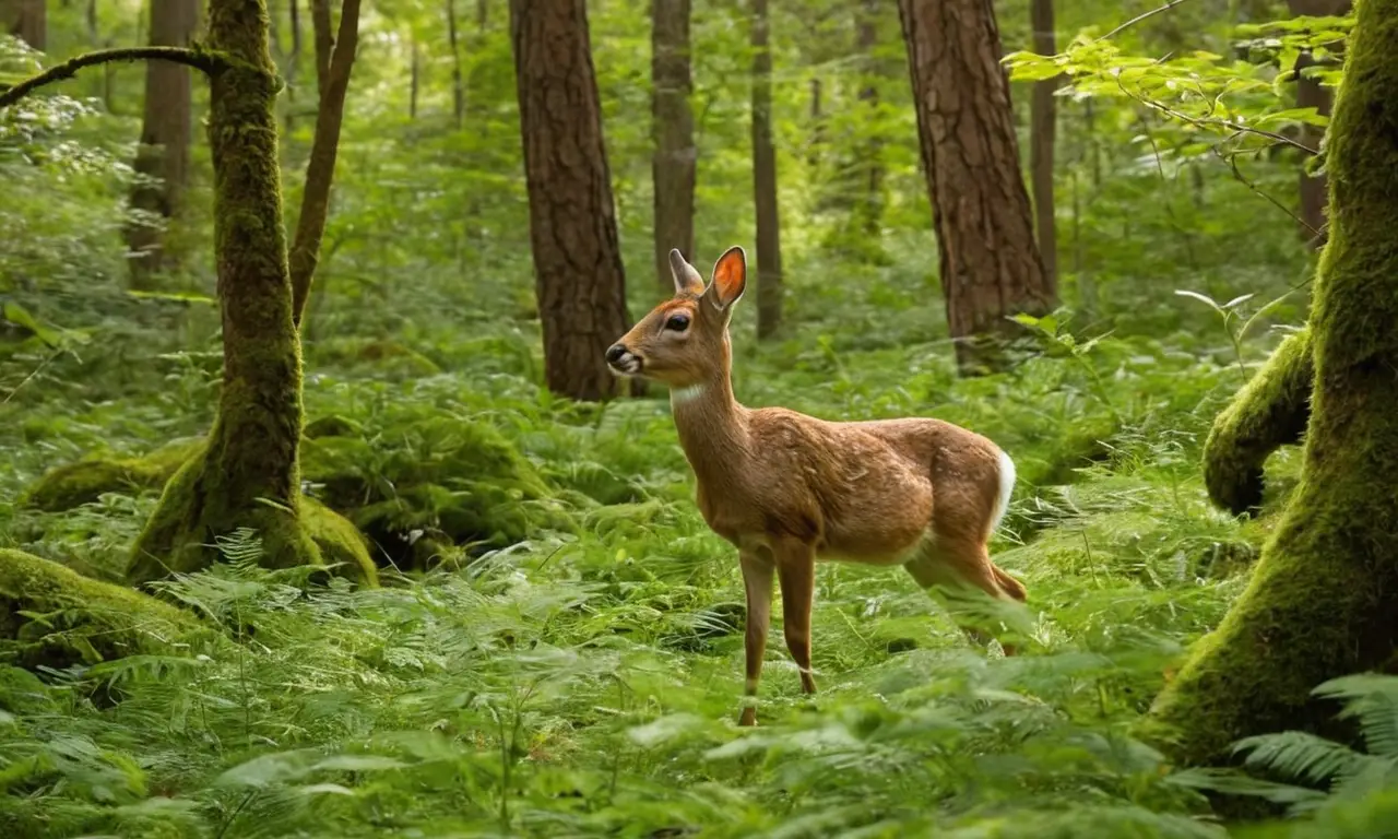 Escena forestal vibrante con fauna y flora