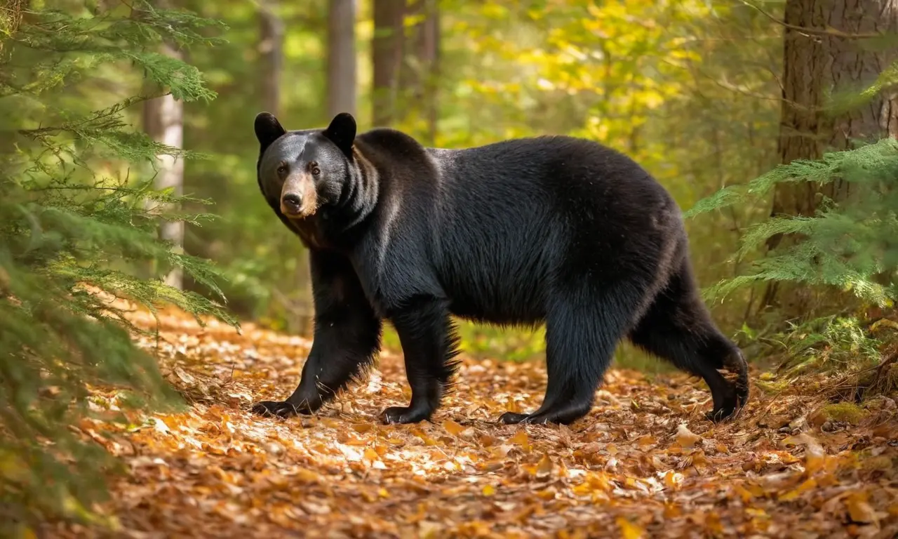 Oso negro fuerte en un bosque tranquilo