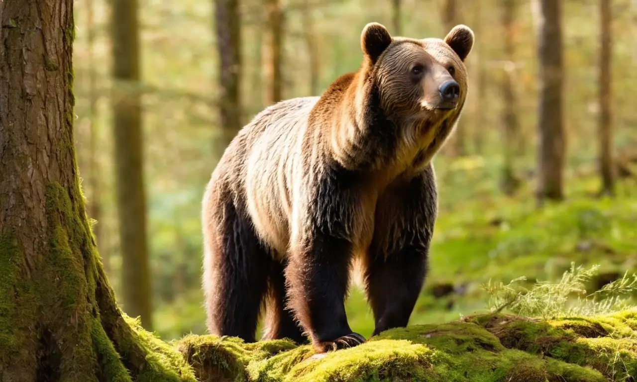 Oso pardo musculoso en su hábitat natural