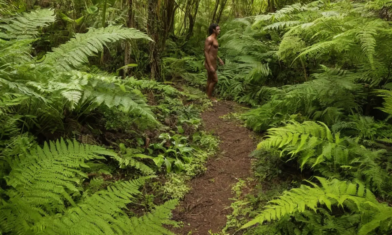 Escena jungla vibrante con figura masculina