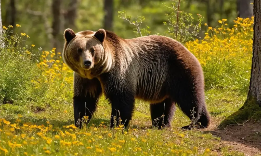 Un oso fuerte en un hermoso bosque