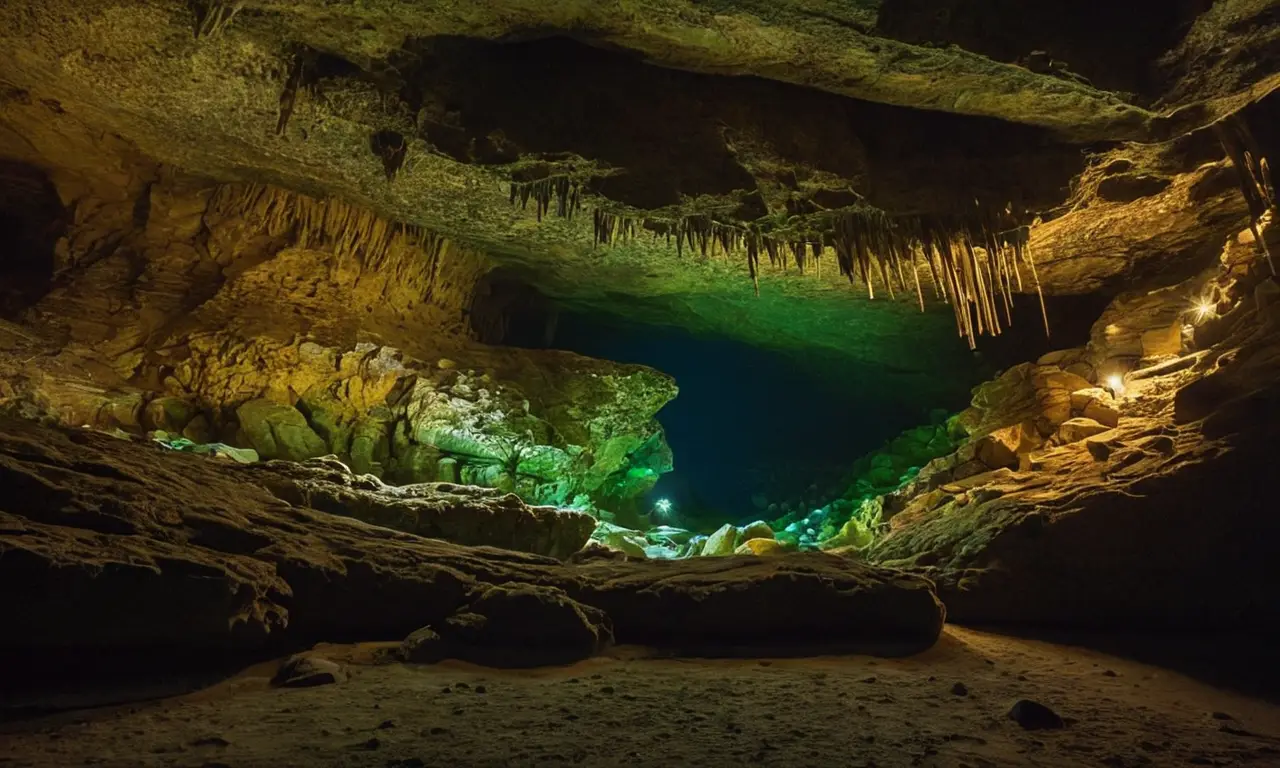 Cueva oscura llena de vida y misterio