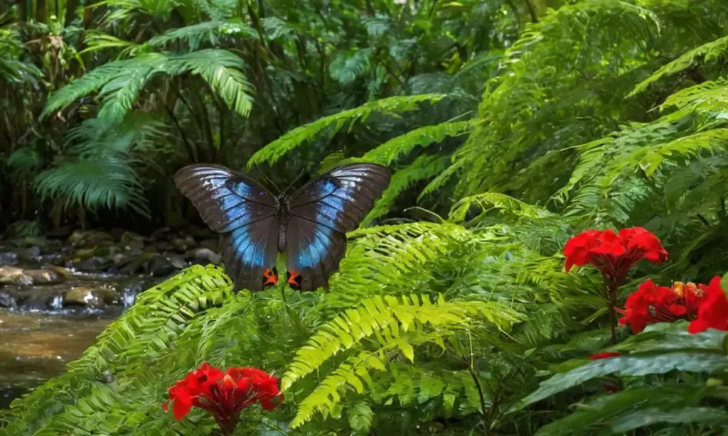 Selva vibrante con rica biodiversidad y fauna