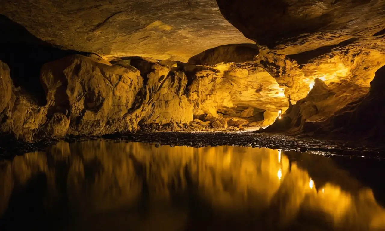 Cueva oscura con vida y belleza oculta