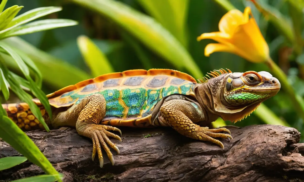 Escena vibrante de animales escamosos en sol