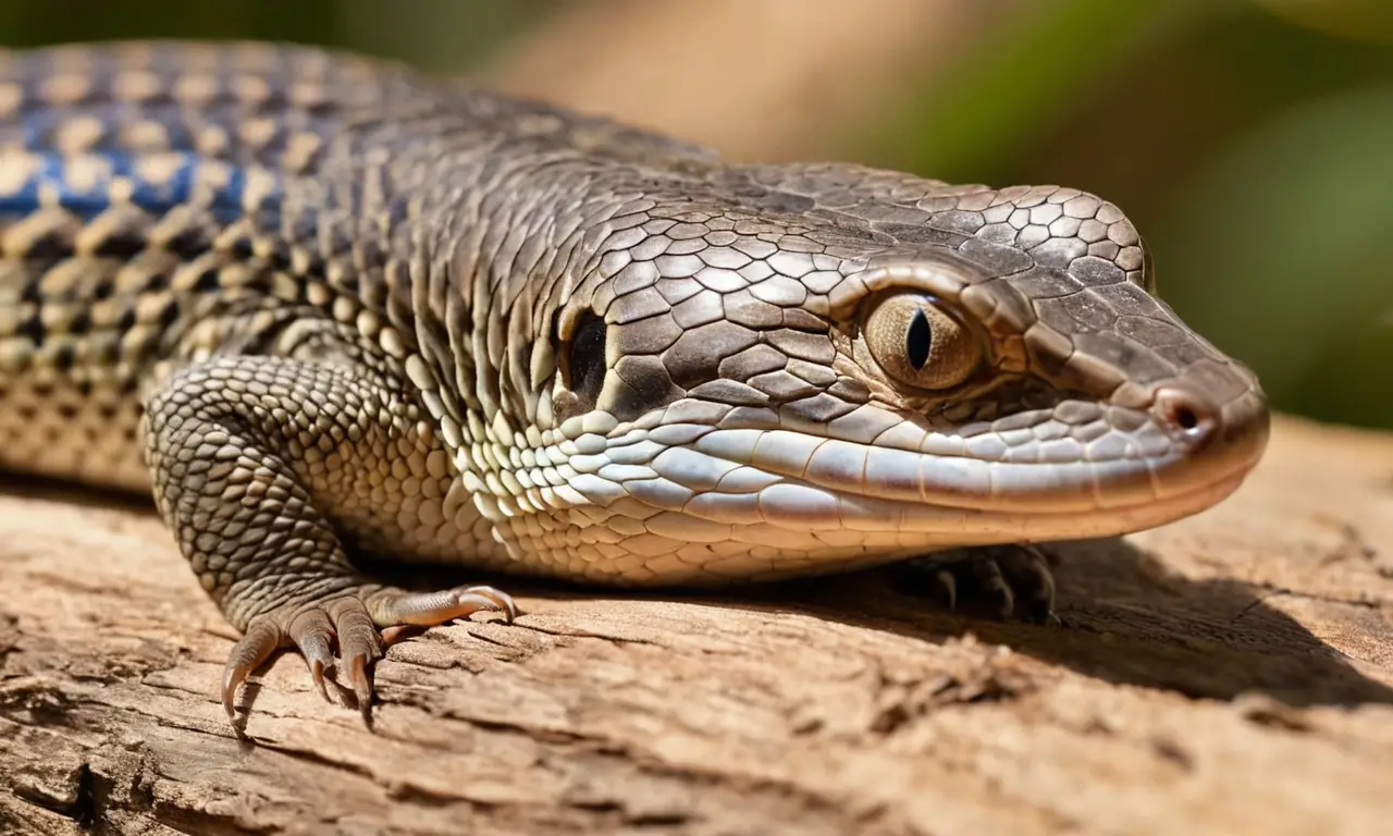 Skink con lengua azul en un entorno natural