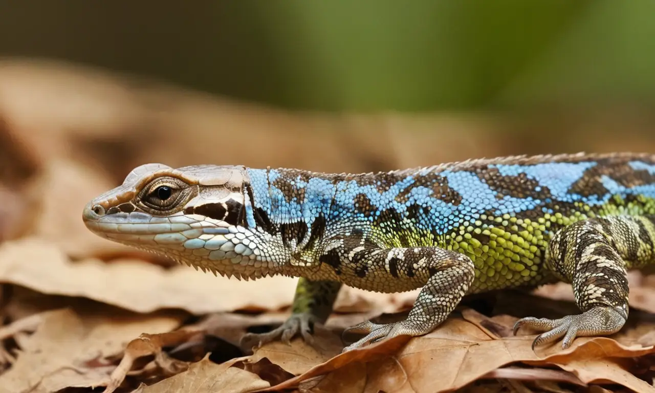 Lagarto vibrante con lengua azul y hermosos detalles