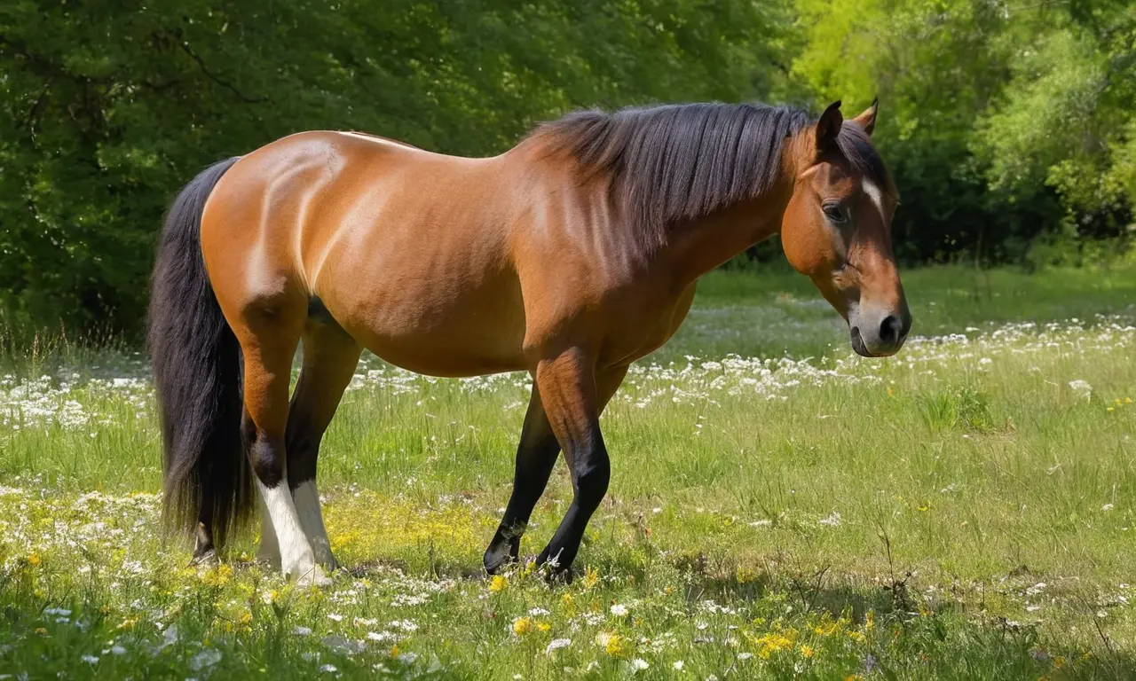 Escena serena de un caballo y un perro