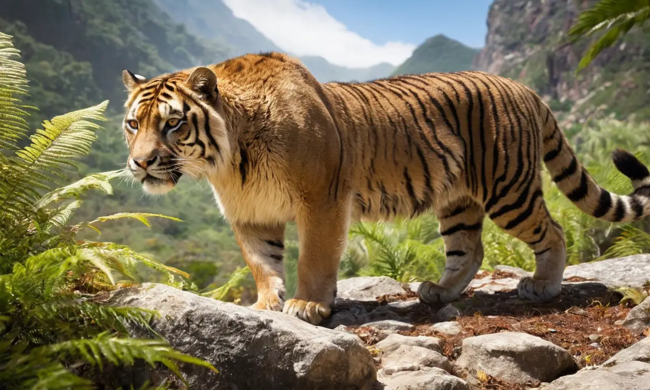 Tigre de dientes de sable en movimiento