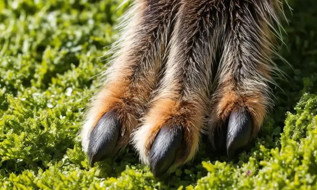 Pata de animal con garras brillantes