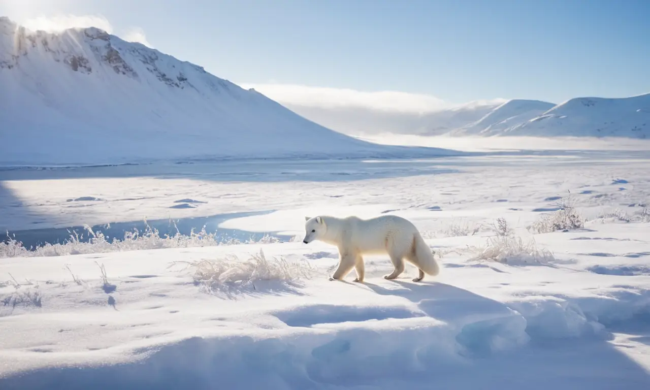 Escena ártica serena con fauna majestuosa